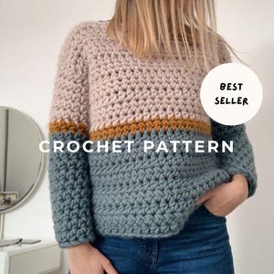 Chunky Crochet Sweater Pattern: Anfänger-freundlicher Wollpullover (US-Begriffe) PDF MUSTER
