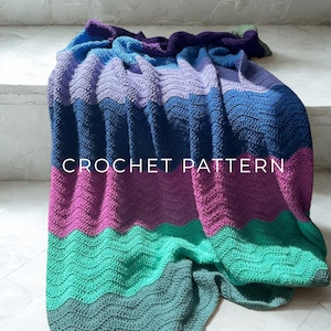 Easy Ripple Crochet Blanket Pattern: Beginner Friendly Color Block (PDF Pattern)