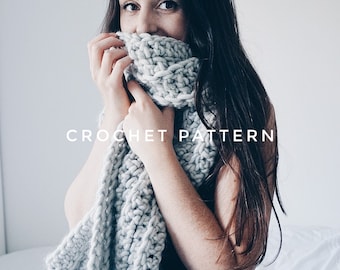 CROCHET PATTERN chunky crochet scarf / the ibsen scarf / stylish crochet scarf pattern for beginners / easy crochet pattern for making gifts