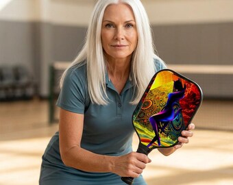 Psychedelic Dancer Pickleball Paddle Set | Colorful Abstract Court Art
