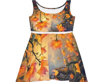 Autumn Floral Fantasy Skater Dress | All-Over Print