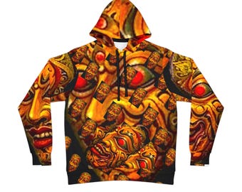 Tribal Mask Pattern Hoodie | All-Over Print Athletic Hoodie
