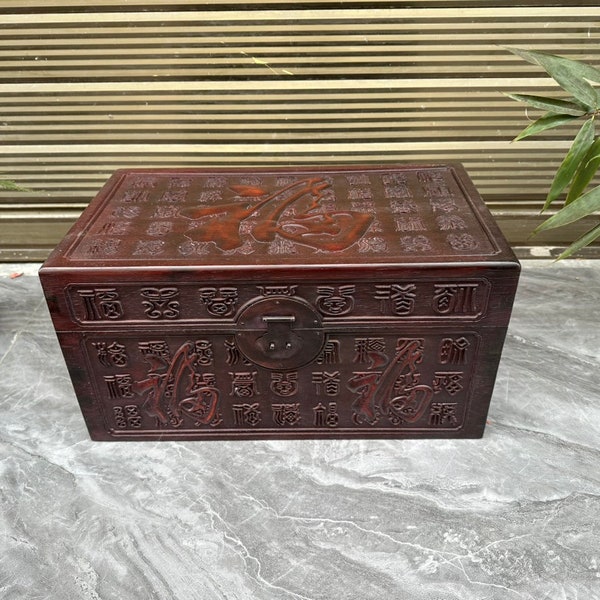 Collezione cinese portagioie/portaoggetti in legno di palissandro intagliato a mano, modelli squisiti, classico e pratico, decorazione da tavolo, può essere utilizzato