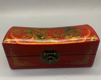 Chinese handmade carved lacquerware Storage box,pillow box,jewelry box,Exquisite patterns painted,furniture decorations,Worth collecting