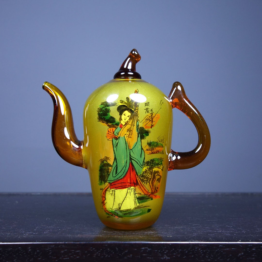 Chinese Collection Handpainted Glass Teapots/inkstone Droplets/water