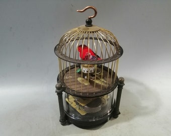 Collection chinoise d'horloges de siège en cuivre sculpté à la main/ornements d'horloge mécaniques, motifs d'oiseaux exquis, décoration de bureau, cadeaux de vacances