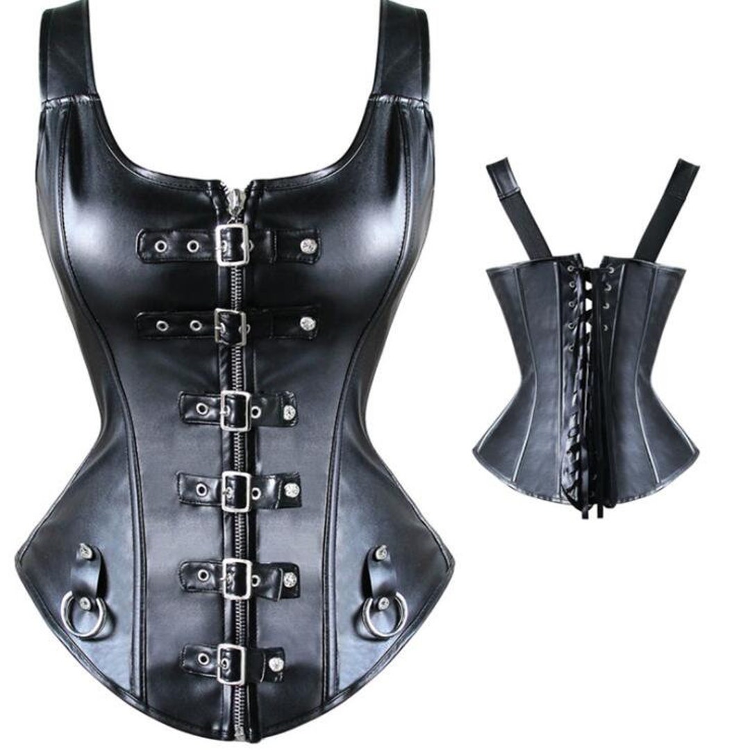 Distressed Effect Super Skinny Leather Corset