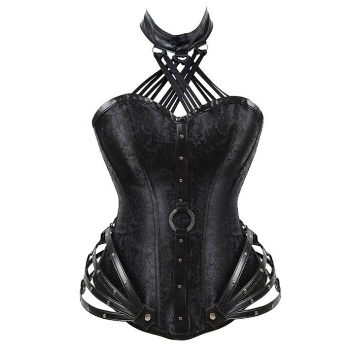 Women Gothic Bra Neck Plus Size Leather Lingerie Corset Etsy