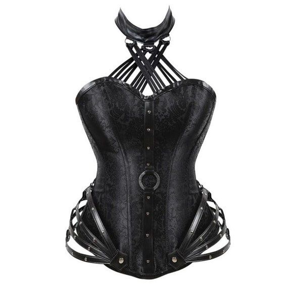 Women Gothic Bra Neck Plus Size Leather Lingerie Corset - Etsy