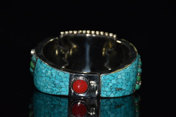 White copper inlaid red pine stone bracelet with … - image 7