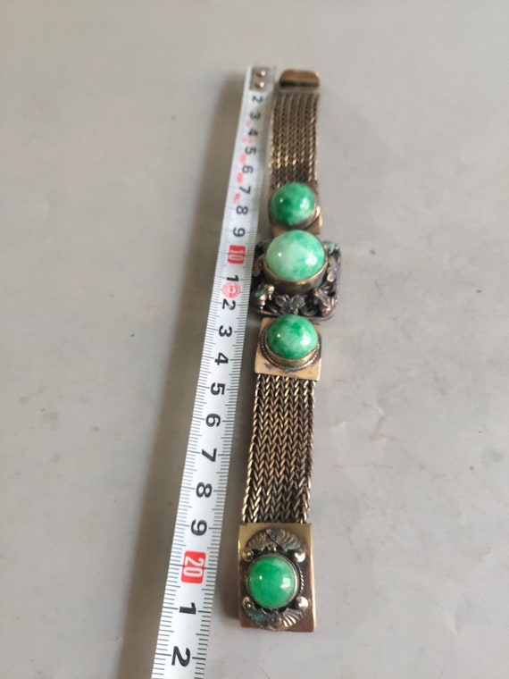 Old rare Tibetan silver inlaid gemstone bracelet,… - image 7