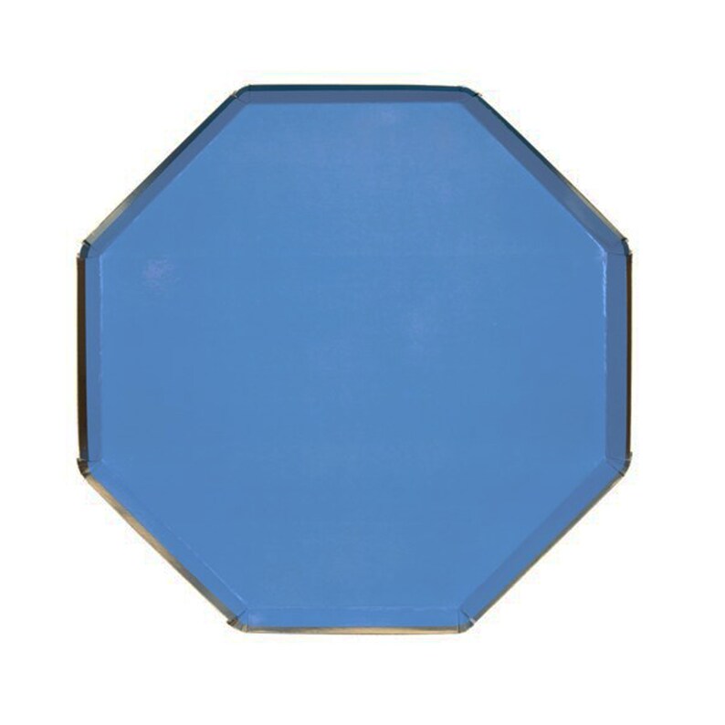 Dark Blue Large Octagonal Paper Plates 8 Pack