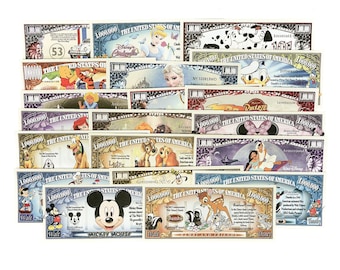 Lot of 20 different Disney Fantasy Paper Money