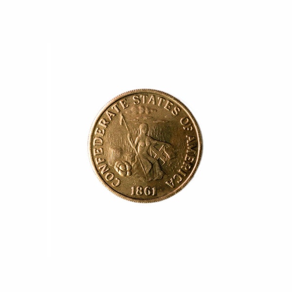 Confederate 20 Dollars 1861 restrike reproduction gold plated Unc.