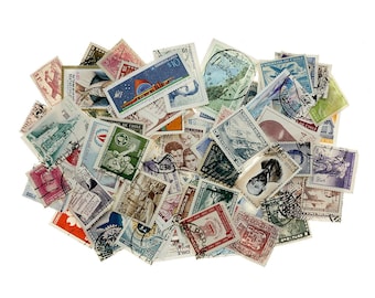 1 lot of 100 mostly different Chile stamps cancelled off paper