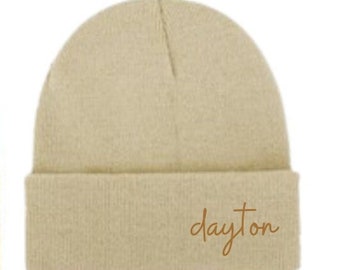Tan Dayton Beanie, Neutral Dayton Beanie, Dayton Ohio Hat, UD Beanie, Dayton hat, Dayton Ohio