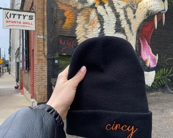 Trendy Cincy Beanie, Cincinnati Beanie, Black Cincy Beanie, Cincy Bengals Hat, Cute Bengals Hat, Orange & Black Hat, Bengals Super Bowl