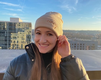 Tan Cincinnati Beanie, Trendy Cincy Beanie, Cincinnati Beanie, Bengals Beanie, Cincy Bengals Hat, Cincinnati Cute Hat, Cute Bengals Hat