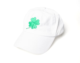 White Shamrock Hat, St. Patrick's Day Hat, Handy Hat, Kiss Me I'm Irish, Lucky, Green St. Patrick's Day 2025, St. Patrick's Day Bar Crawl
