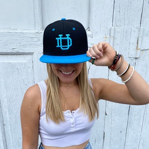 UD Retro SnapBack, Dayton SnapBack Hat, Dayton Flyers Hat, Blue & Black SnapBack, Turquoise Hat, University of Dayton, Dayton Retro Logo