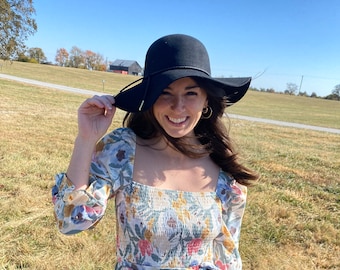 Floppy Black Fedora, Women's Fall Fedora, Spring 2025 Hat, Fall Fashion Hat Inspiration, Fall Hat, Fall Fashion, fashion Hat for Women