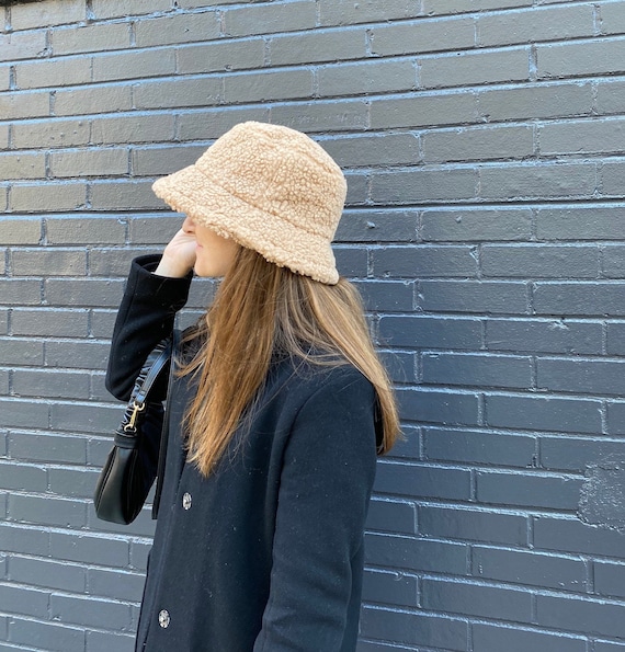 Tan Teddy Bucket Hat, Fashion Inspiration, Winter Trends, Cozy