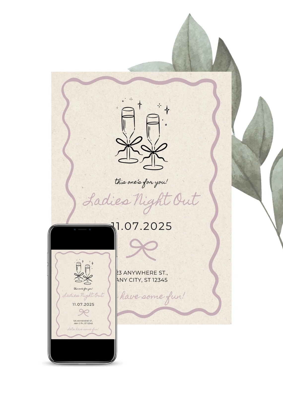 Ladies Night Out Invitation, Girls Night Out Party, Digital Template ...