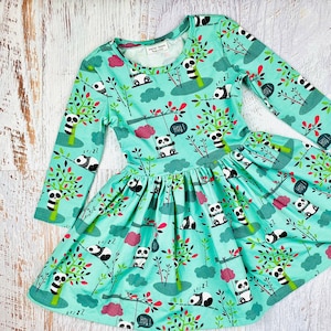 Panda Dress, Girls Panda Dress, Girls Dresses, Toddler Dress, Baby Girl Dresses, Fall Baby Dress, Baby Winter Dress, Girls Handmade Dress