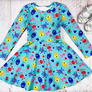 Valentines day dress Girls heart dress Toddler Valentines day outfit Monster baby girl clothes Valentines party dress Valentines gift kids