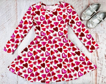 Valentines day dress Girls heart dress Toddler Valentines party dress Twirl baby girl clothes Valentines day outfit Valentines gift kids