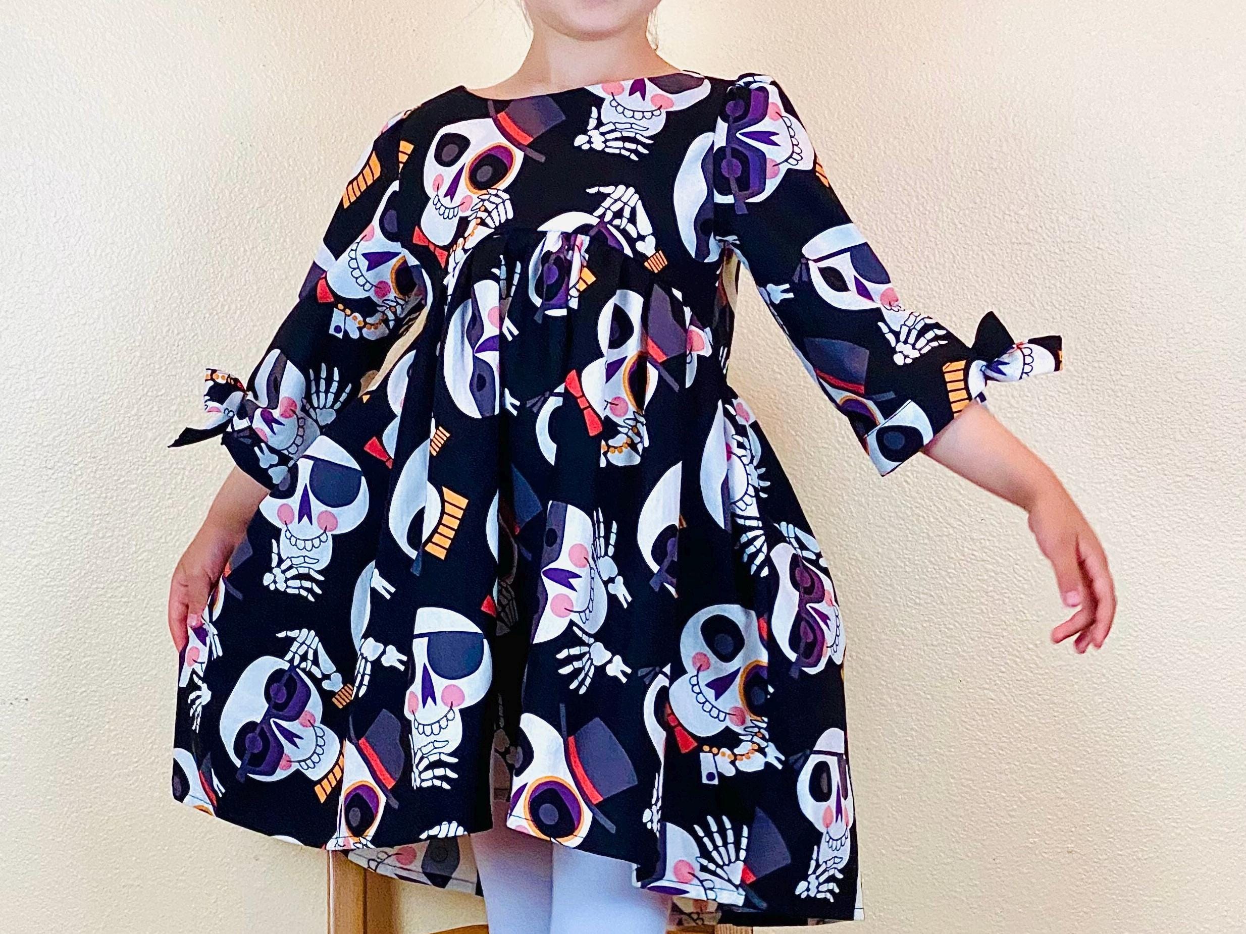 5T Girls Fall Dress Skull Dress Toddler Halloween Dress Skeleton Baby Girl  Outfit Dia De Los Muertos Spooky Autumn Twirl Halloween Dress - Etsy