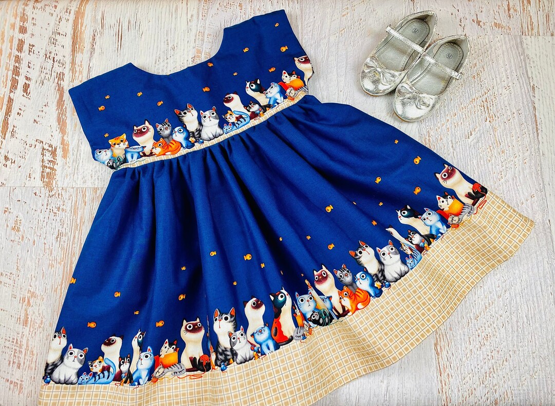 Girls Cat Dress Toddler Kitten Dress Cat Birthday Outfit Cat Etsy