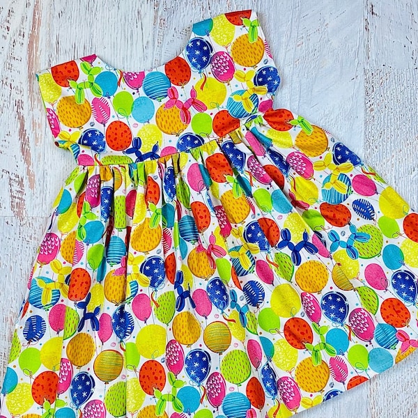 Girls summer dress Toddler balloon animals dress Carnival outfit Circus baby shower Fair baby girl clothes Happy birthday twirl dress