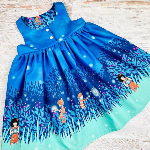 Girls birthday dress Firefly dress toddler Fairytale summer outfit Garden baby girl clothes Baby shower gift Sleeveless twirl sundress