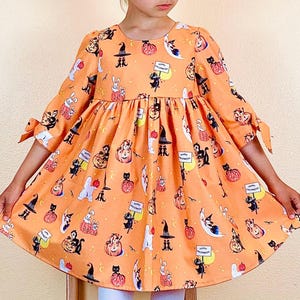 Girls fall dress Witch dress toddler Halloween dress Pumpkin patch Ghost baby girl outfit Black cat Jack- o-lantern Halloween party dress