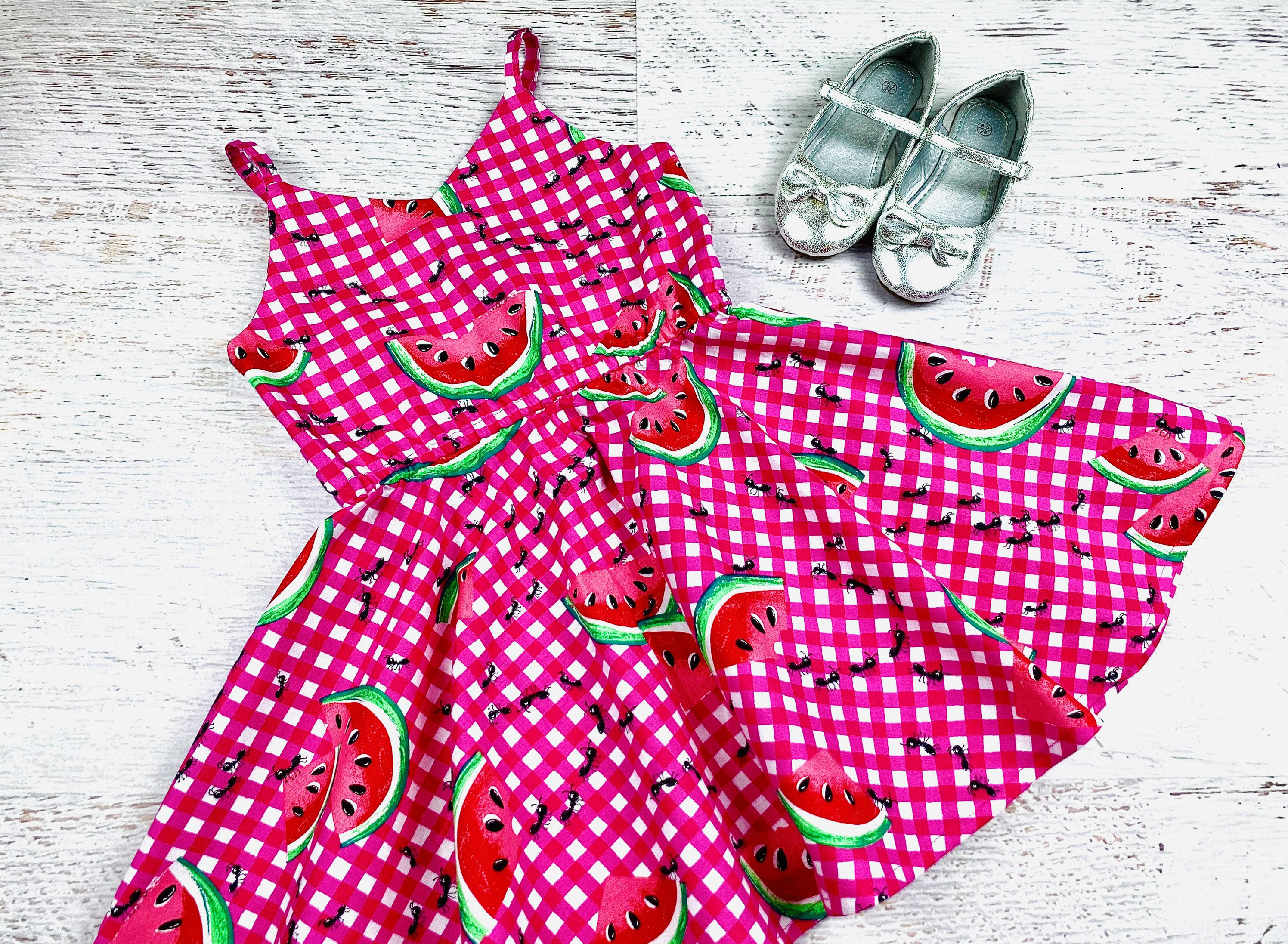 open lace back dress PETE + LUCY Watermelon Splash Pink Ruffle Girls Boutique Dress NEW main image 0