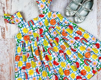 Girls summer dress girls Toddler apple dress Baby pear dress Caterpillar baby girl clothes Fruit baby shower Rainbow orange blossom sundress