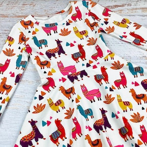4T Fiesta dress toddler Cinco de mayo dress girls Llama gifts baby girl