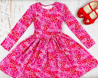 Valentines day dress Girl heart dress Toddler Valentines party dress Pink twirl baby girl clothes Valentines day outfit Valentines gift kids