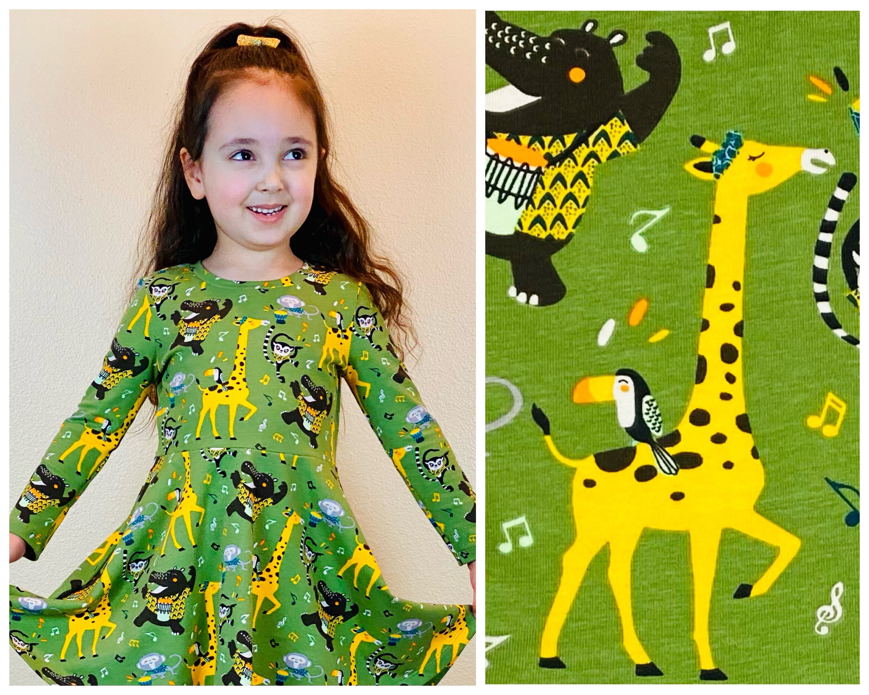 Girls Safari Dress, Green Jungle Twirl Outfit Girls Safari Dress, Green Jungle Twirl Outfit