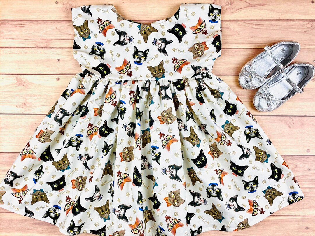 Girls Cat Dress Toddler Kitten Dress Cat Birthday Outfit Cat Etsy