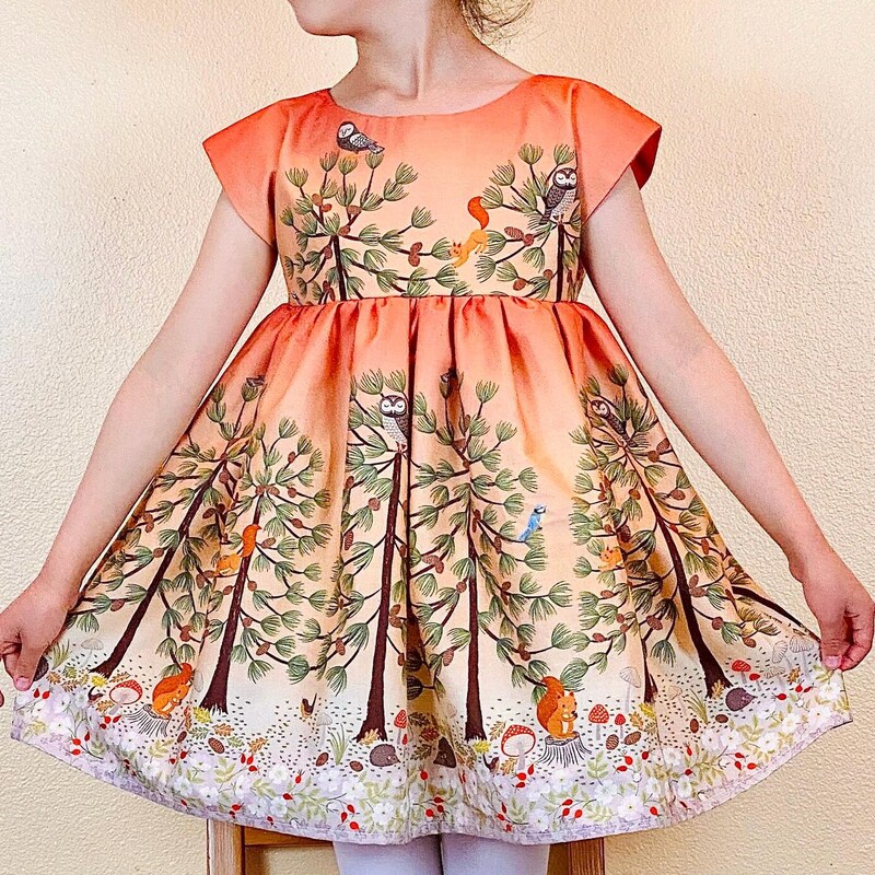 Mushroom - Yellow Long Sleeve Dress With Gathered Skirt - 1 Left Size 4-5 years main image 1