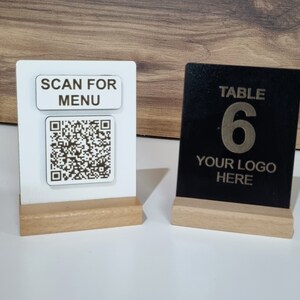 QR Code Menu Sign, Custom Engraved Wooden Restaurant Sign, Custom Made ...