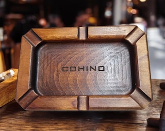 Posacenere per sigari in legno di faggio fatto a mano, regalo personalizzato per fumatori