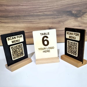 Menubord QR-code, op maat gegraveerd houten restaurantbord, op maat gemaakt menubord QR-code, houten bord QR-code voor cafébar, qr-code menü