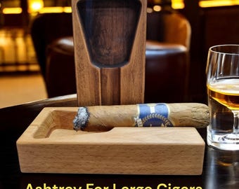 Posacenere per sigari in legno di faggio fatto a mano, regalo personalizzato per fumatori