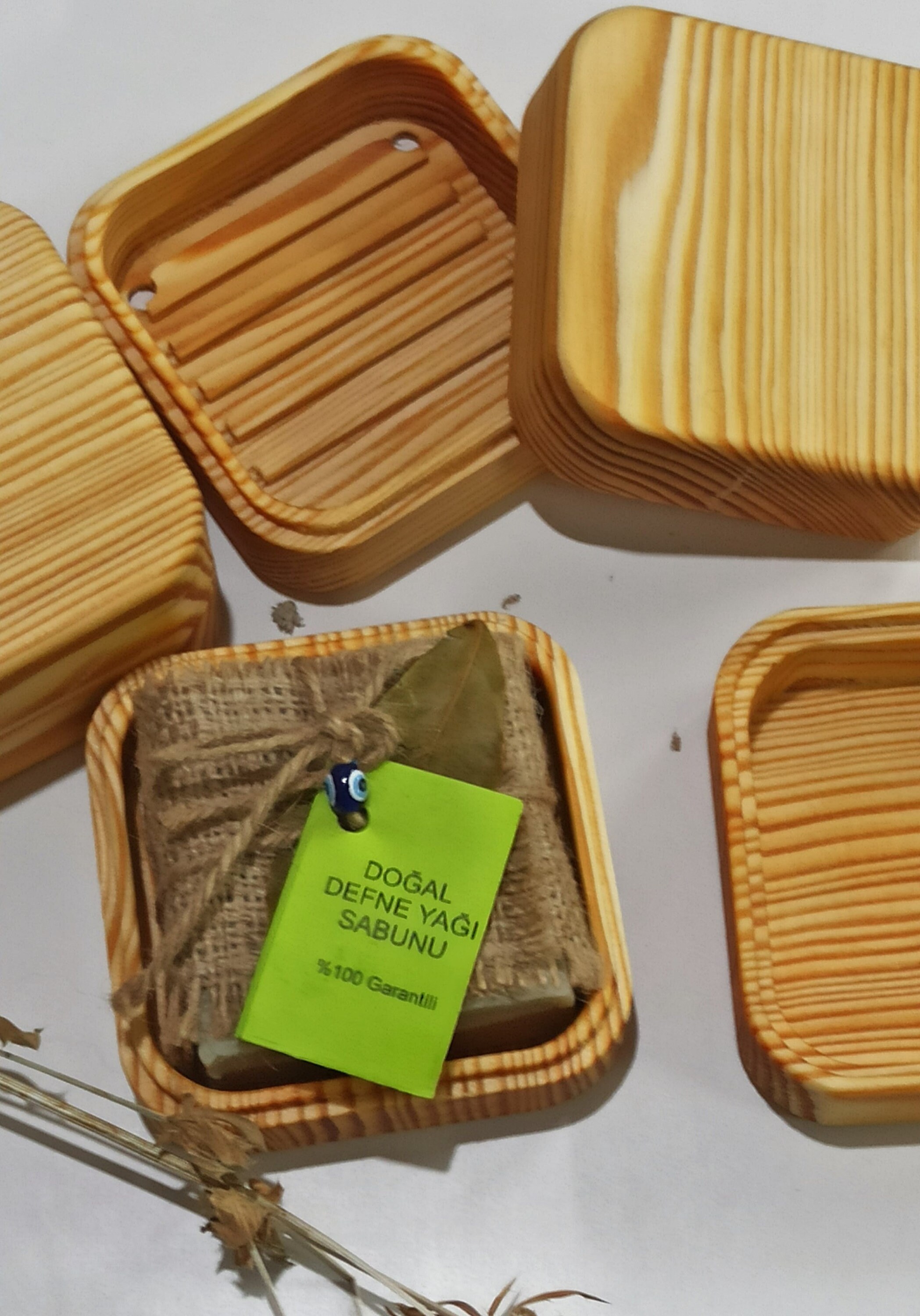 Wooden Soap Dish Box, Beech and Pine Tree, Travel Wood Soap Dish Box