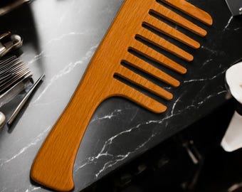 Personalized Wooden Wide Tooth Comb: Handmade Natural Hair Care.