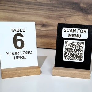 Menubord QR-code, op maat gegraveerd houten restaurantbord, op maat gemaakt menubord QR-code, houten bord QR-code voor cafébar, qr-code menü