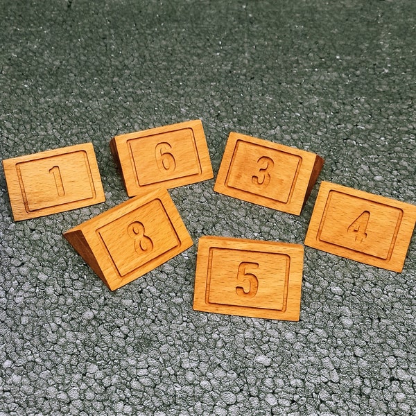 Wooden reserved table numbers